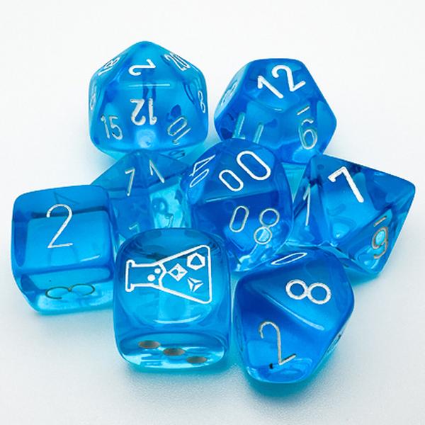 Set de 8 dés en tube - Lab Dice CHESSEX (Bleu)