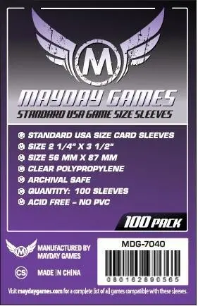 Mayday : Sleeves 56x87mm USA Standard (x100)