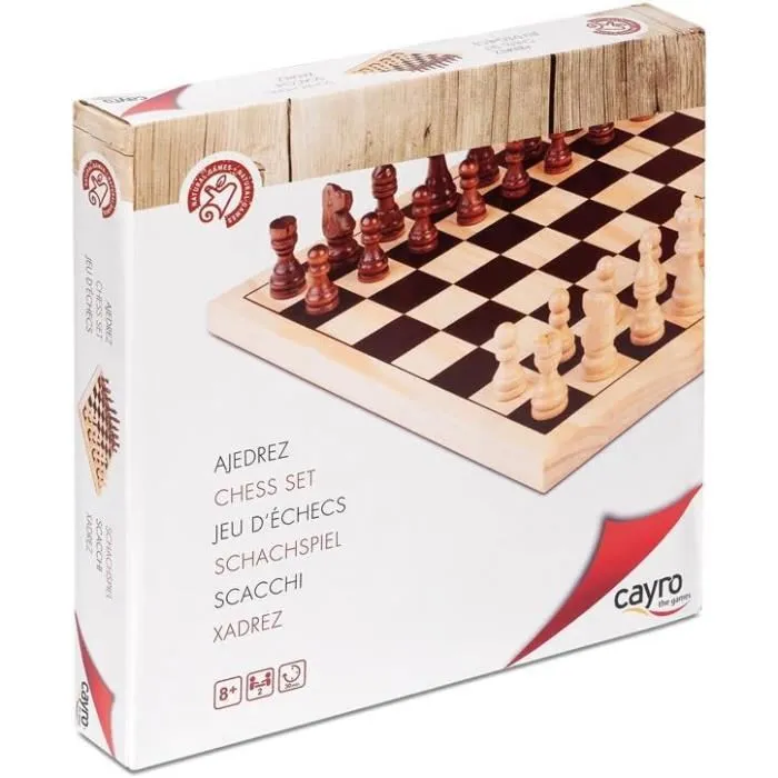 Échecs Magnétiques en Bois Marqueterie 30X30 cm : CAYRO