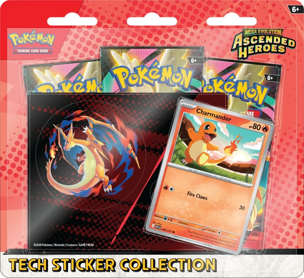 Pokemon ME02.5 Héros Transcendants : pack 3 boosters tripack Salamèche + autocollant