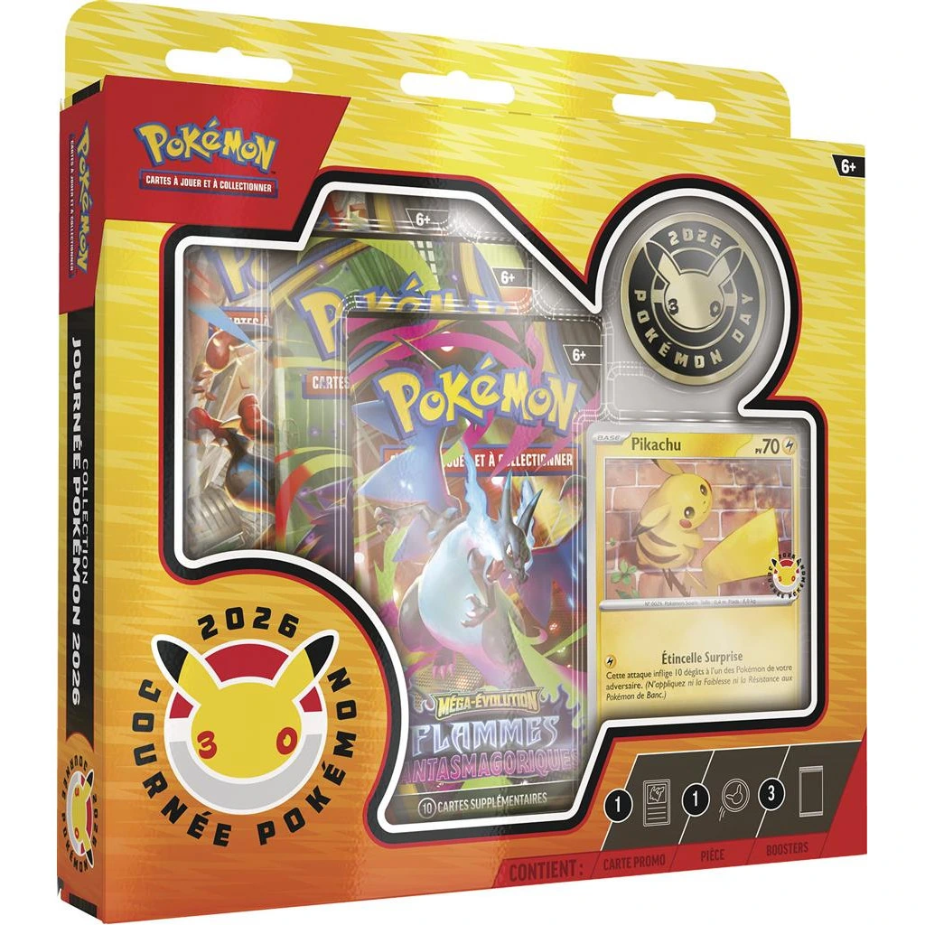 Pokemon : Coffret Pokémon Day 2026 (3 boosters + Carte exclu + pièce)