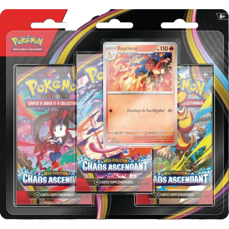 Pokemon ME04 : Tripack Chaos Ascendant Reptincel pack 3 boosters