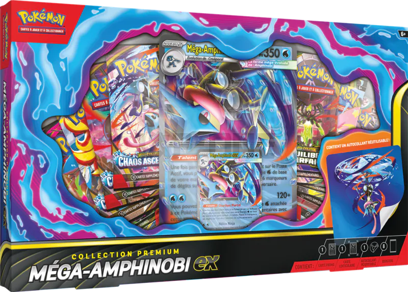Pokemon : Coffret 8 boosters Collection Premium Mega-Amphinobi Ex