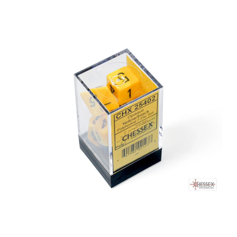 CHESSEX - Set de 7 dés - Opaques - Jaune/Noir