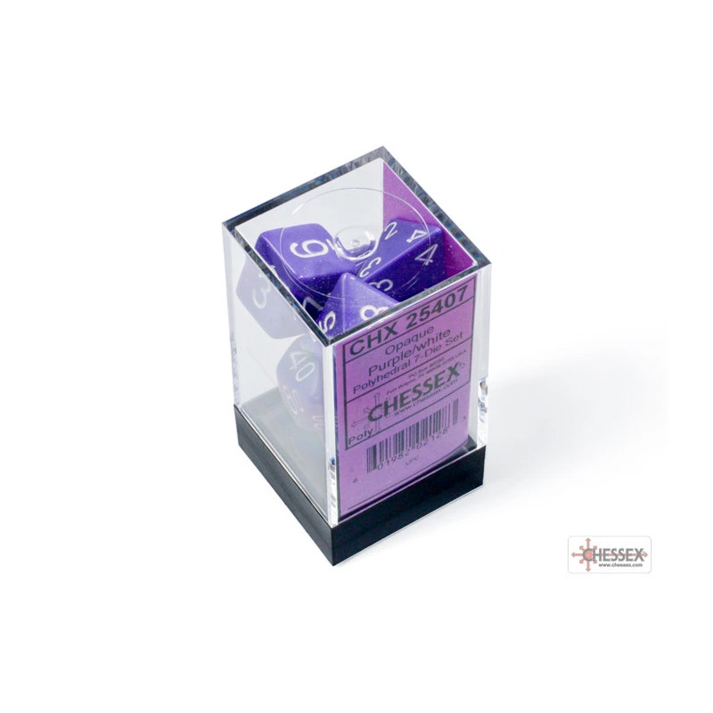 CHESSEX - Set de 7 dés - Opaques - Violet/Blanc
