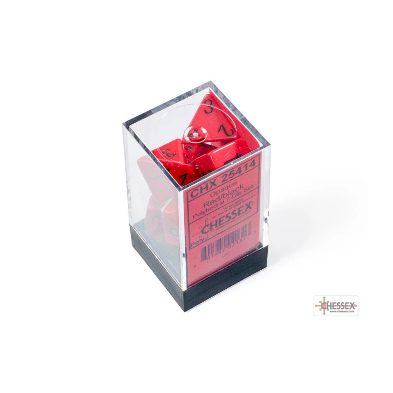 CHESSEX - Set de 7 dés - Opaques - Rouge/Noir