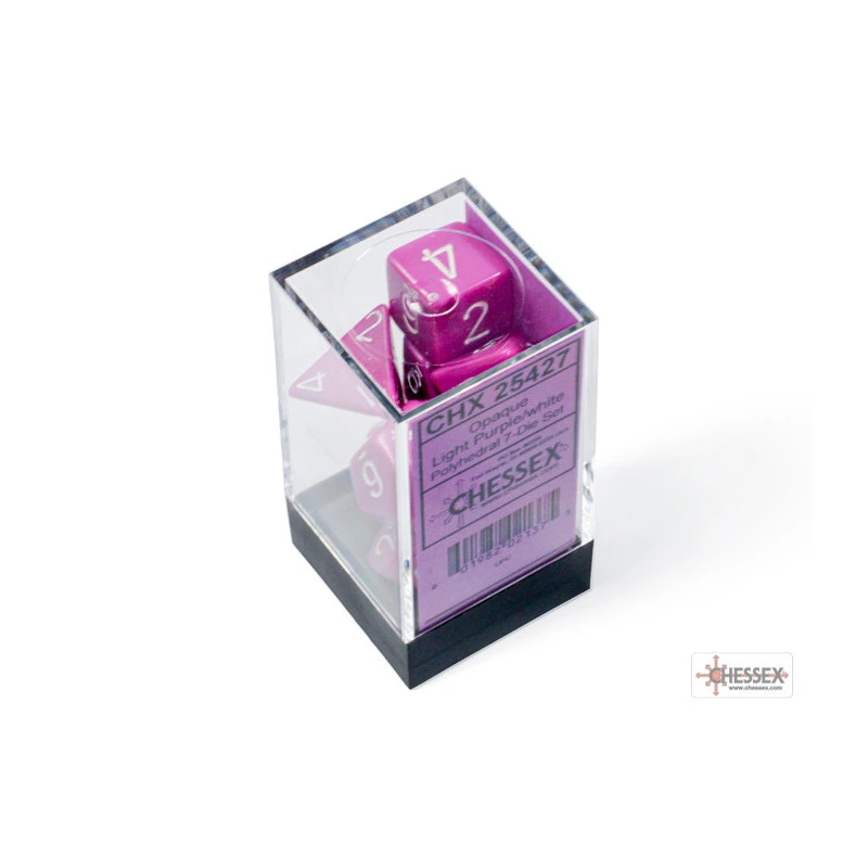 CHESSEX - Set de 7 dés - Opaques - Violet Clair/Blanc
